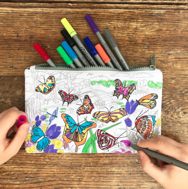 Butterfly pencil case with Eat Sleep Doodle washable markers