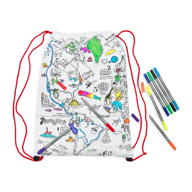 Map backpack with Eat Sleep Doodle washable markers