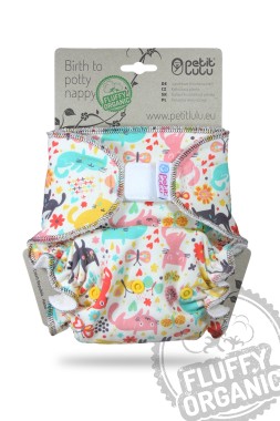 Washable diaper FITTED NIGHT fluffy organic Petit Lulu VELCRO