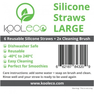 Reusable silicone straws 6pcs + 2 Kooleco pipe cleaners