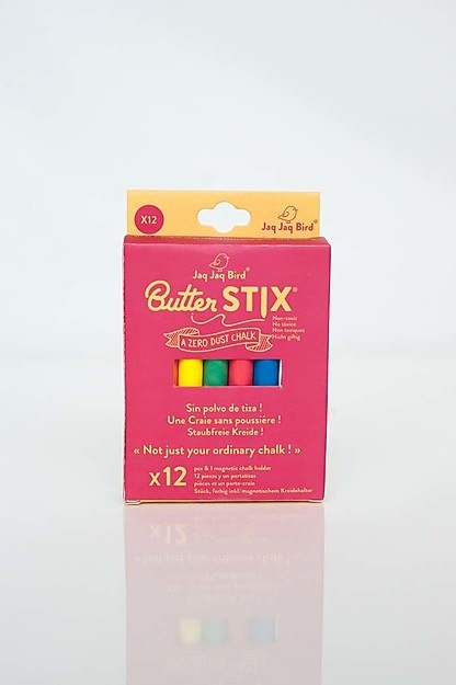 Zero dust multicolor chalks with Jaq Jaq Bird magnetic chalk holder