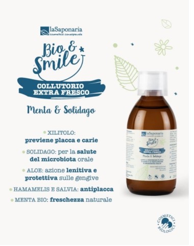 Collutorio biologico extra fresco menta e solidago - La Saponaria Collutorio biologico extra fresco menta e solidago - La Saponaria