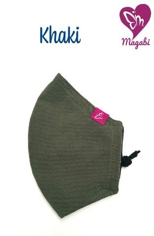 2-layer protective mask with Magabi-S-khaki elastic