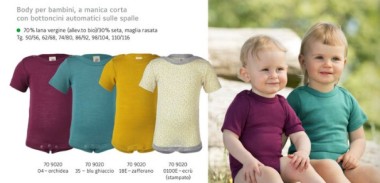 Body a maniche corte in lana vergine merino seta - Engel