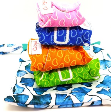 Test kit washable pads (4 sizes) bamboo + wet&dry bag - CuorPad