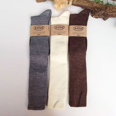 Long wool socks (adults) gray - NATUR