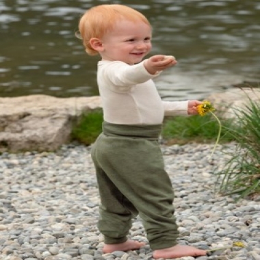 Baby Pantaloni lunghi in lana vergine merino seta - Engel