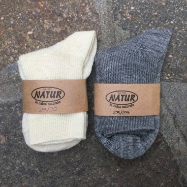 Short wool socks (boy) gray - NATUR