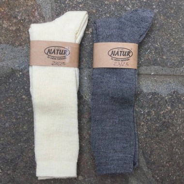 Long wool socks (boy) gray - NATUR