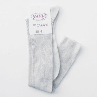 Long socks in hemp and cotton (adults) natural color - NATUR
