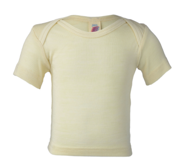 Maglietta a maniche corte in lana vergine merino seta - Engel-Bianco naturale-h. 74/80