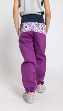 Pantaloni in softshell e pile (viola con fiori) - Unuo