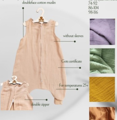 Sleeveless Muslin Sleeping Bag (Size 86/104)