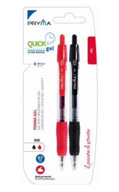 Penna gel a scatto (rossa e nera) - Pryma