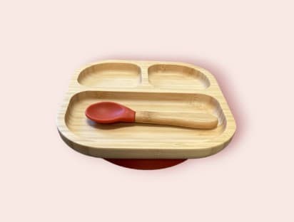 Baby Food Set Plate + Spoon - Cap Bamboo
